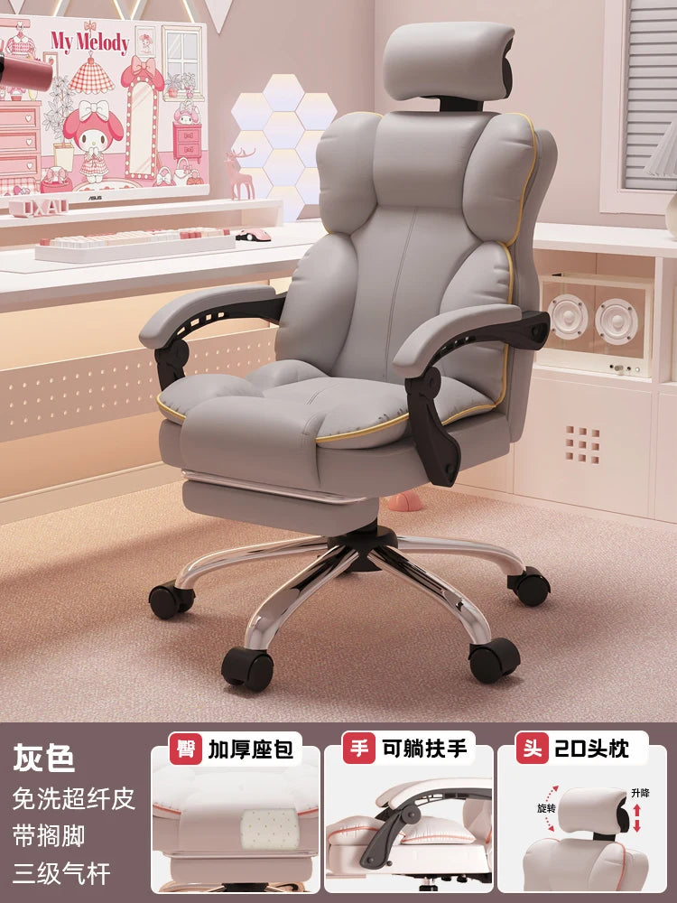 Low Price Kawaii Office Chair Back Cushion White Luxury Girls Gaming Chair Aesthetic Rotatable Silla Gamer Office Furniture