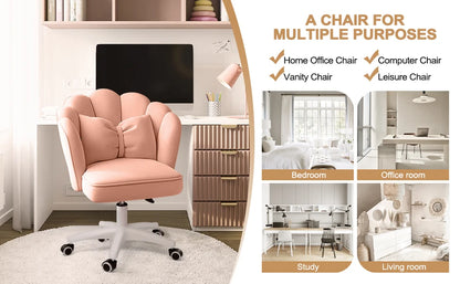 Office Chair Cute Petal Desk Chair, Modern Fabric Home Butterfly Chairs Height Adjustable Chair Makeup Chairs Computer Chairs