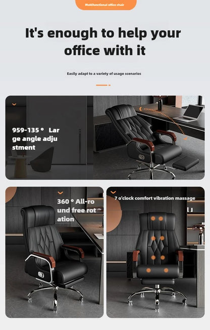Leather office chairs with rotating elevators, computer chairs, and home electronic sports chairs, comfortable and durable