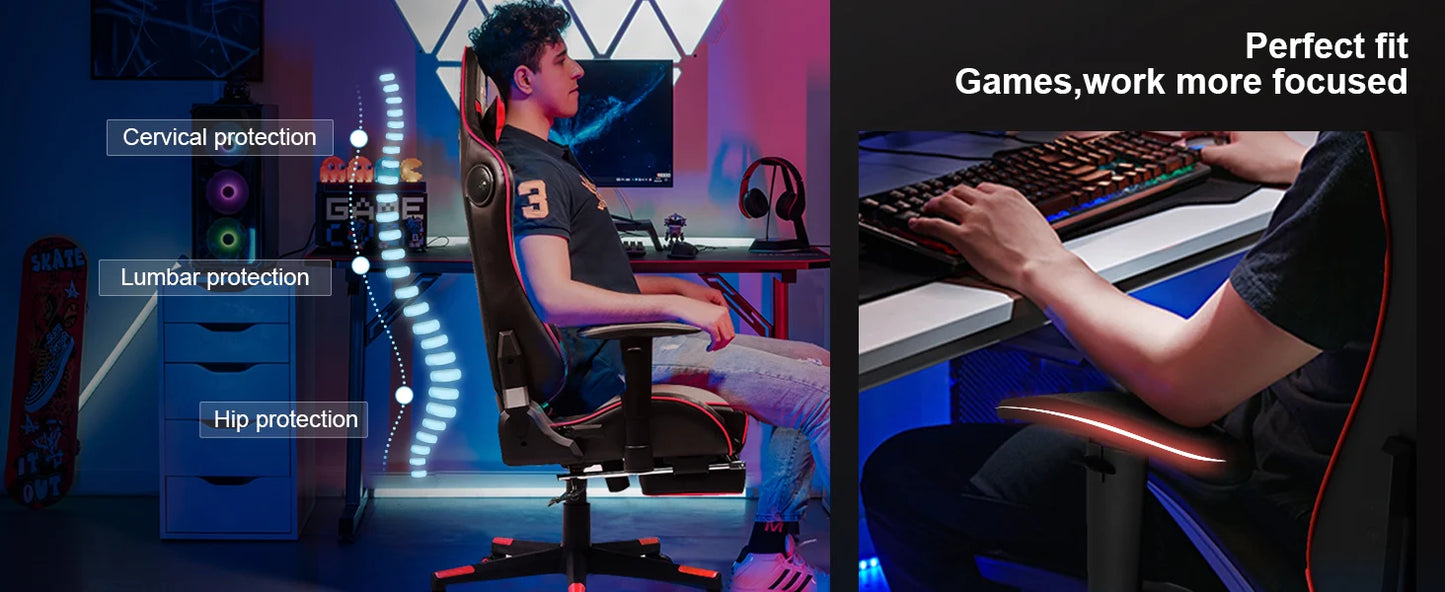 Video Game Chair Bluetooth Music Heavy Duty Ergonomic Computer Office Desk Chair Red