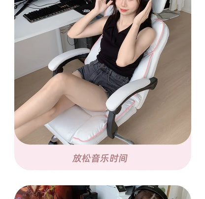 Low Price Kawaii Office Chair Back Cushion White Luxury Girls Gaming Chair Aesthetic Rotatable Silla Gamer Office Furniture