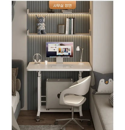 Double-Layer Small Office Desk Adjustable Height Side Mobile Workbenchmobile Laptop Computer Standing Simplicity Bedroom Desk