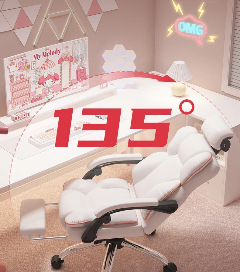 Low Price Kawaii Office Chair Back Cushion White Luxury Girls Gaming Chair Aesthetic Rotatable Silla Gamer Office Furniture