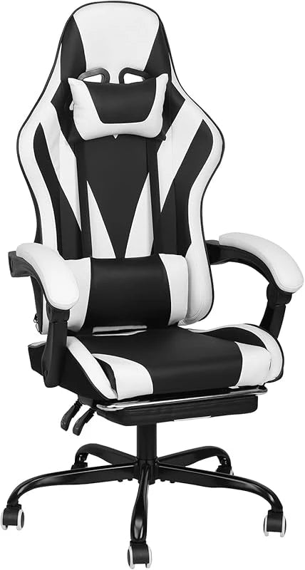 Gaming Chair with Linkage High Back Video Gaming Chair, Black/White