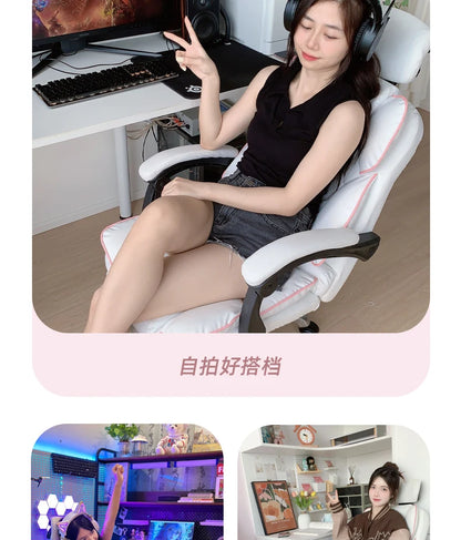 Low Price Kawaii Office Chair Back Cushion White Luxury Girls Gaming Chair Aesthetic Rotatable Silla Gamer Office Furniture