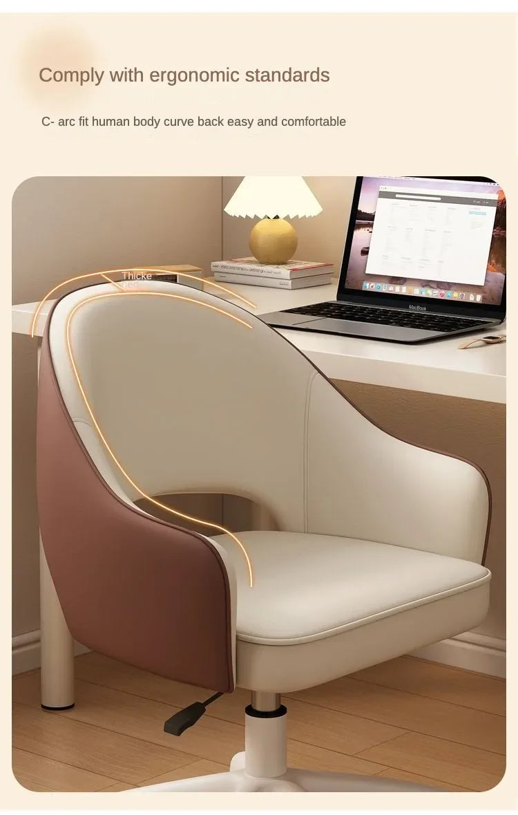 Computer Chair Home Sedentary Comfortable Swivel Chair Girls Bedroom Makeup Chair Dormitory Student Study Desk Back Stool