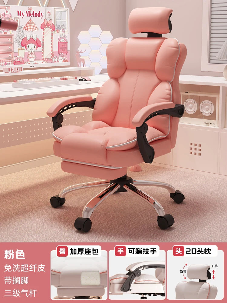 Low Price Kawaii Office Chair Back Cushion White Luxury Girls Gaming Chair Aesthetic Rotatable Silla Gamer Office Furniture