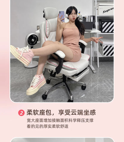 Low Price Kawaii Office Chair Back Cushion White Luxury Girls Gaming Chair Aesthetic Rotatable Silla Gamer Office Furniture