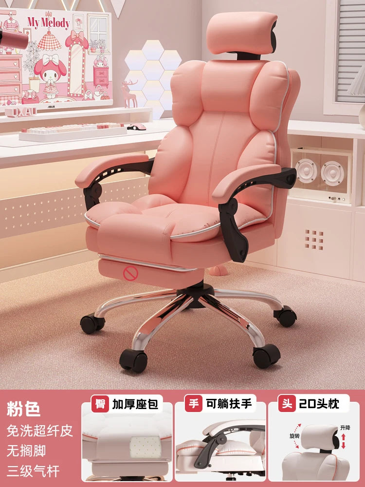 Low Price Kawaii Office Chair Back Cushion White Luxury Girls Gaming Chair Aesthetic Rotatable Silla Gamer Office Furniture