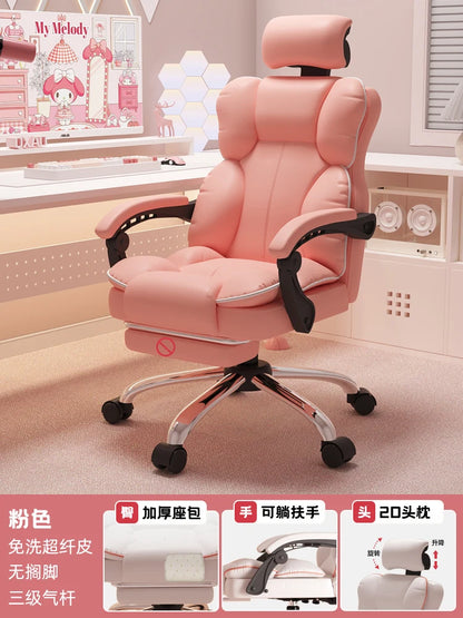Low Price Kawaii Office Chair Back Cushion White Luxury Girls Gaming Chair Aesthetic Rotatable Silla Gamer Office Furniture