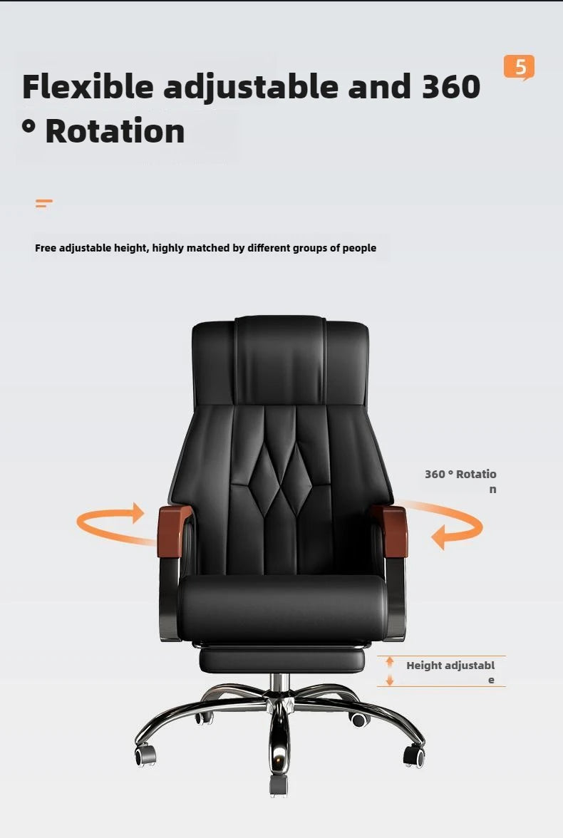 Leather office chairs with rotating elevators, computer chairs, and home electronic sports chairs, comfortable and durable