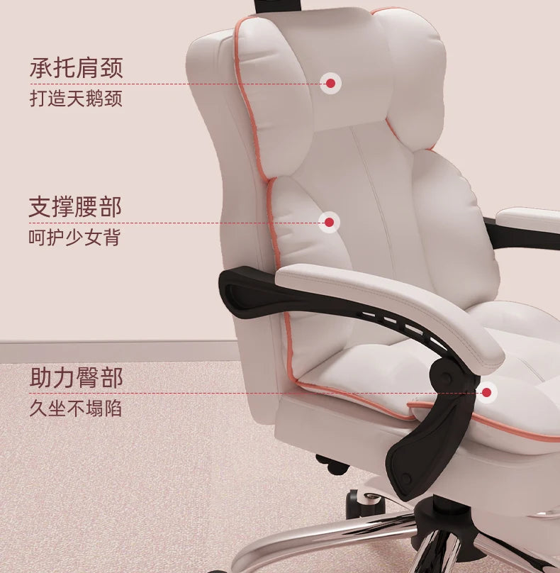 Low Price Kawaii Office Chair Back Cushion White Luxury Girls Gaming Chair Aesthetic Rotatable Silla Gamer Office Furniture