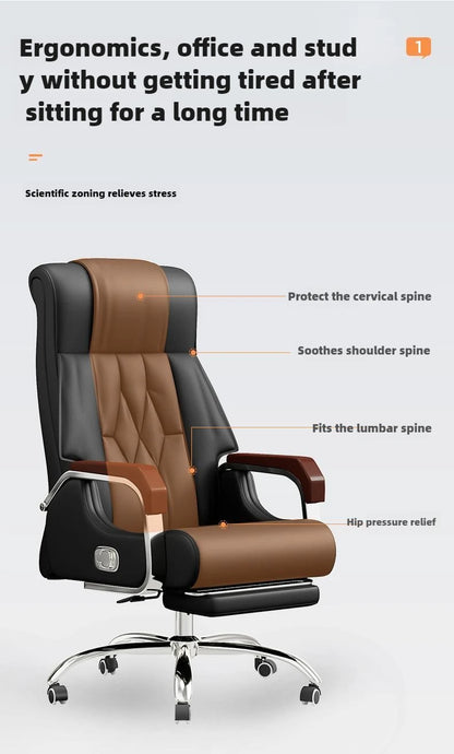 Leather office chairs with rotating elevators, computer chairs, and home electronic sports chairs, comfortable and durable