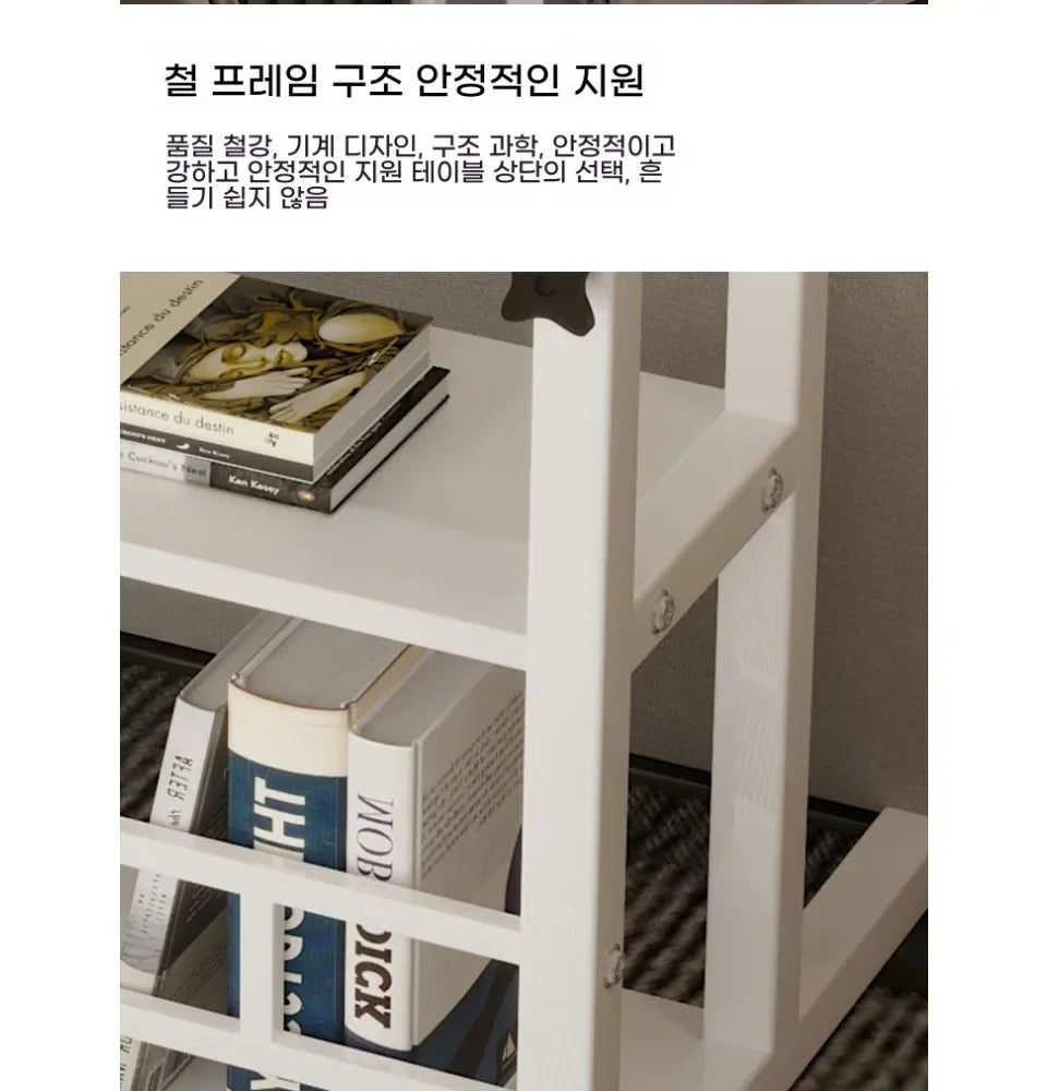 Double-Layer Small Office Desk Adjustable Height Side Mobile Workbenchmobile Laptop Computer Standing Simplicity Bedroom Desk