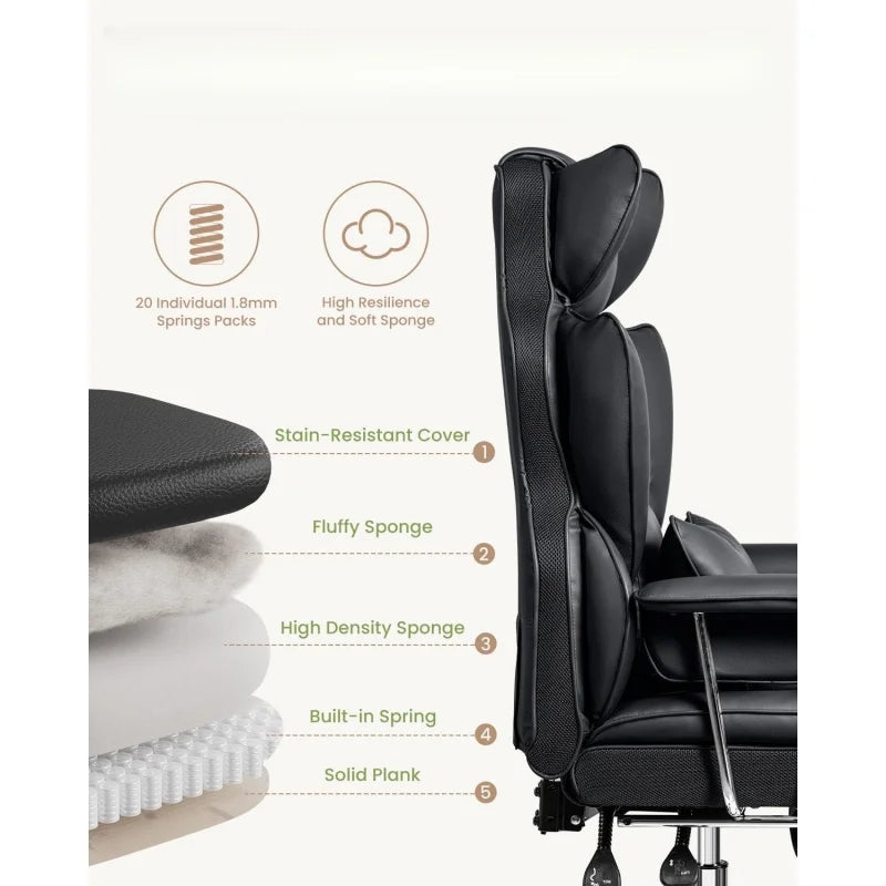Ergonomic Reclining Chair High Back with Lumbar Support, Large Home Office Chair