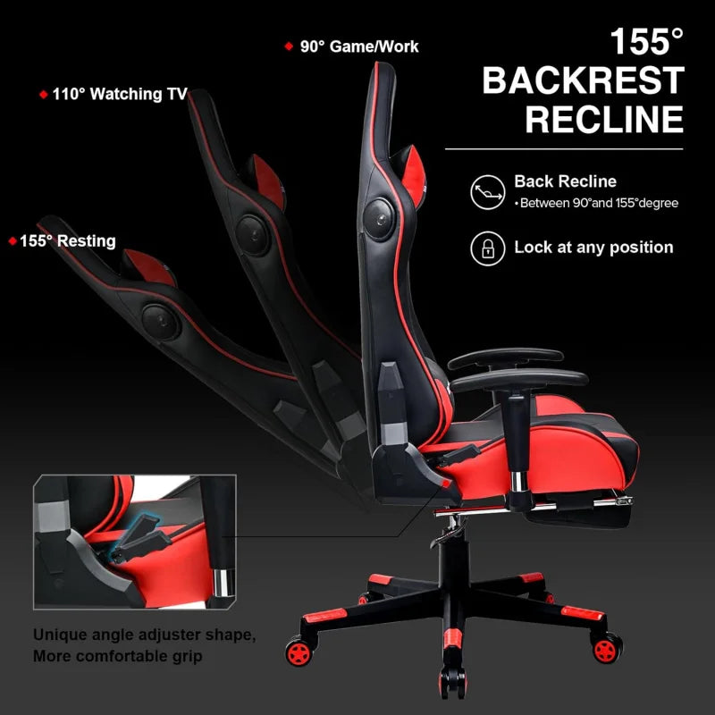 Video Game Chair Bluetooth Music Heavy Duty Ergonomic Computer Office Desk Chair Red