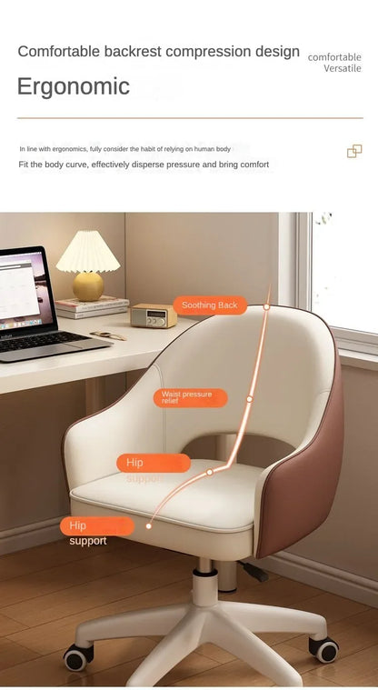 Computer Chair Home Sedentary Comfortable Swivel Chair Girls Bedroom Makeup Chair Dormitory Student Study Desk Back Stool