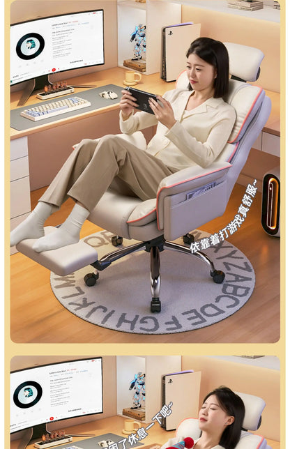 Stretch Leather gaming chairs Office Cream Gaming Relaxing Recliner Gaming Relax Reclining Armchairs living room Furniture