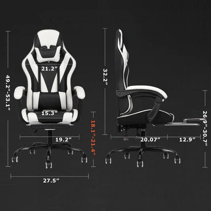 Gaming Chair with Linkage High Back Video Gaming Chair, Black/White