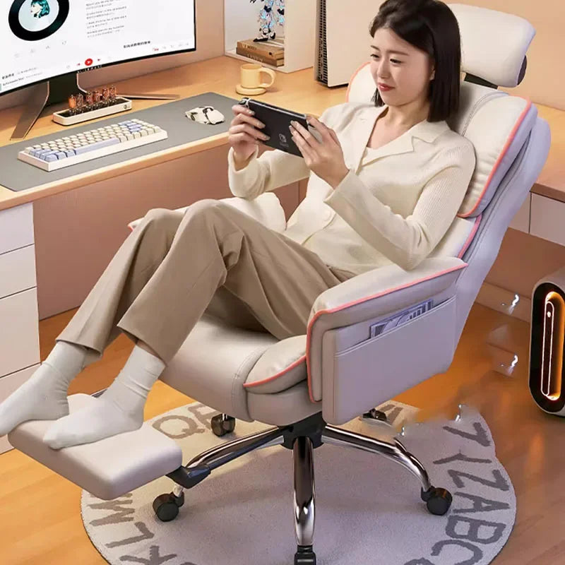 Stretch Leather gaming chairs Office Cream Gaming Relaxing Recliner Gaming Relax Reclining Armchairs living room Furniture