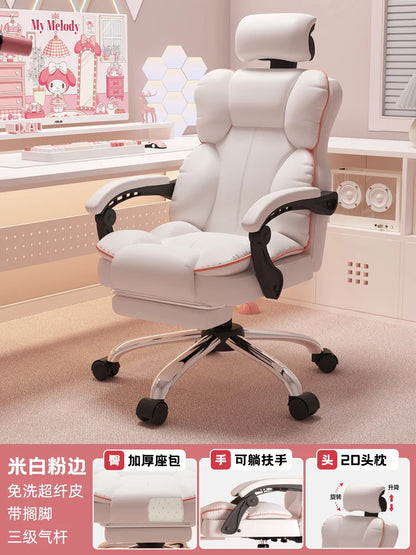Low Price Kawaii Office Chair Back Cushion White Luxury Girls Gaming Chair Aesthetic Rotatable Silla Gamer Office Furniture