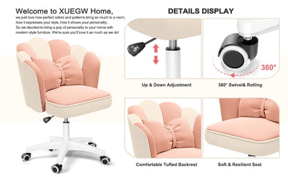 Office Chair Cute Petal Desk Chair, Modern Fabric Home Butterfly Chairs Height Adjustable Chair Makeup Chairs Computer Chairs