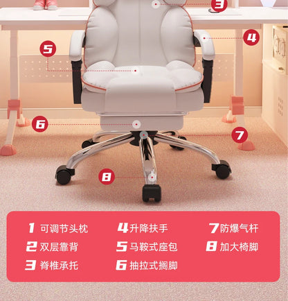 Low Price Kawaii Office Chair Back Cushion White Luxury Girls Gaming Chair Aesthetic Rotatable Silla Gamer Office Furniture