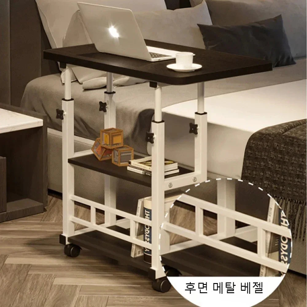 Double-Layer Small Office Desk Adjustable Height Side Mobile Workbenchmobile Laptop Computer Standing Simplicity Bedroom Desk