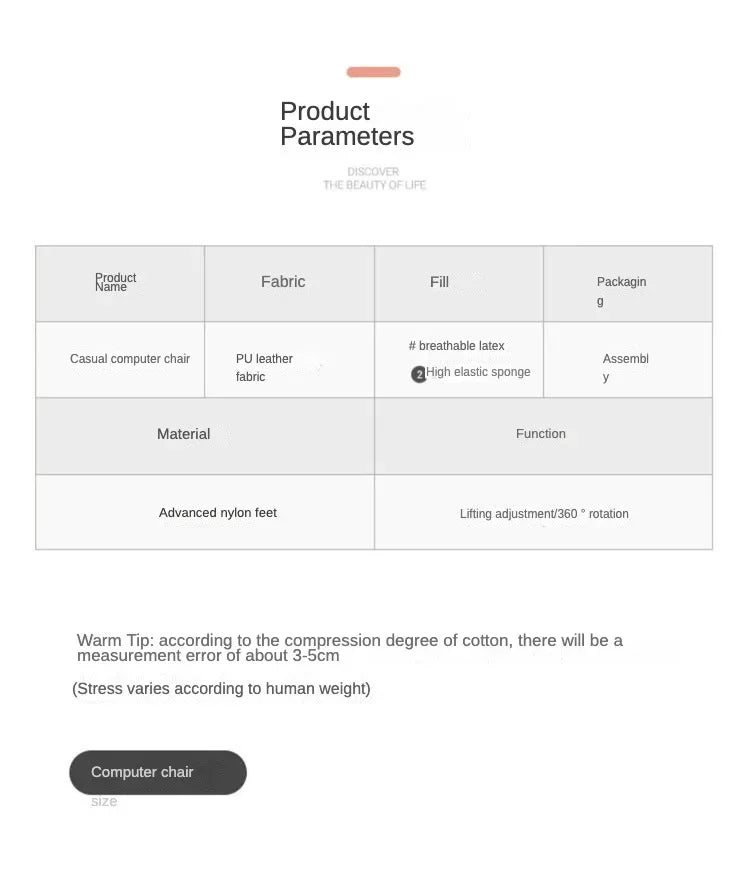 Computer Chair Home Sedentary Comfortable Swivel Chair Girls Bedroom Makeup Chair Dormitory Student Study Desk Back Stool