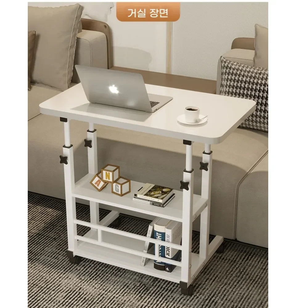 Double-Layer Small Office Desk Adjustable Height Side Mobile Workbenchmobile Laptop Computer Standing Simplicity Bedroom Desk
