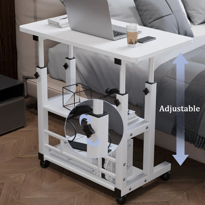 Double-Layer Small Office Desk Adjustable Height Side Mobile Workbenchmobile Laptop Computer Standing Simplicity Bedroom Desk