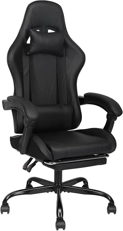 Gaming Chair with Linkage High Back Video Gaming Chair, Black/White