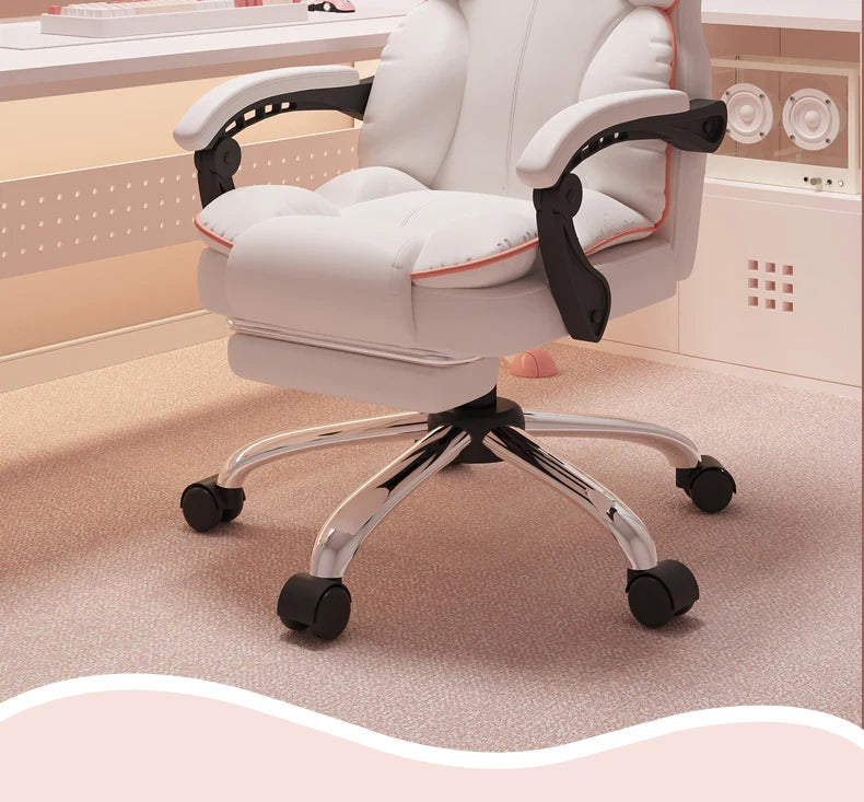 Low Price Kawaii Office Chair Back Cushion White Luxury Girls Gaming Chair Aesthetic Rotatable Silla Gamer Office Furniture