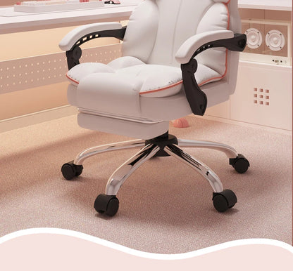 Low Price Kawaii Office Chair Back Cushion White Luxury Girls Gaming Chair Aesthetic Rotatable Silla Gamer Office Furniture
